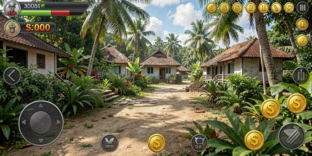 Screenshot dari berbagai level permainan yang menantang.