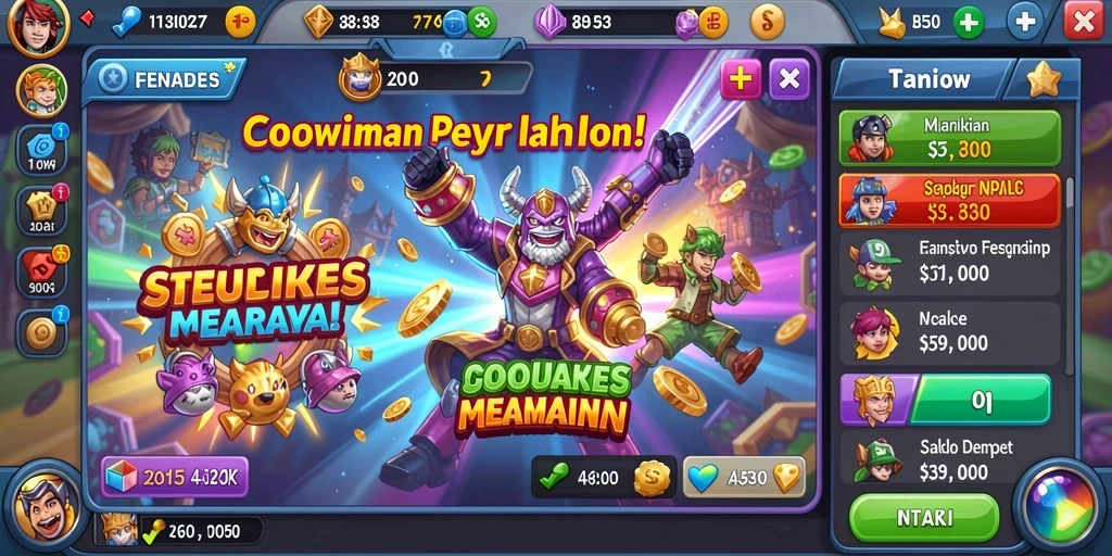 Fitur sosial untuk berinteraksi dengan pemain lain.